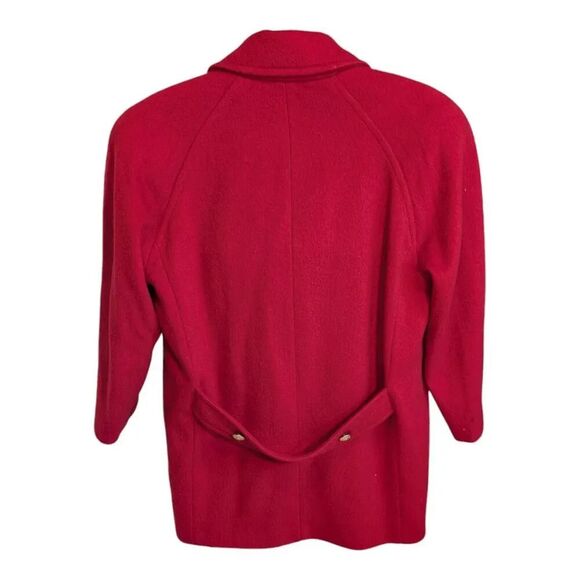Talbots Red Wool Pea Coat Size 6P Gold Buttons Double Breasted Vintage Jacket - Picture 2 of 10